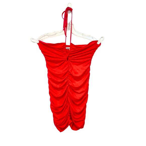 Reformation Dixon Halter Mini Dress Hot Pink Ruched Keyhole‎ Size M Sustainable - Picture 4 of 7